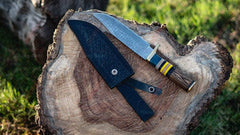 Handmade Damascus Hunting Knife with Sheath, 13" Full Tang Knife Fixed Blade Camping Knife, 7" Large Blade Bushcraft Knife Survival Knife with Rosewood Handle, Outdoor Gifts