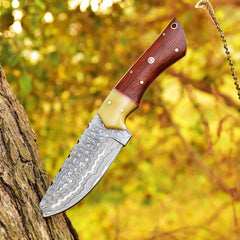 Damascus Knives Custom Handmade Hunting Knife- Best Damascus Steel Blade Skinning Knife- Fixed Blade Hunting Knife With Sheath Belt Loop