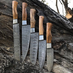 Damascus steel chef knife set 5 pieces