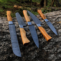 Damascus steel chef knife set 5 pieces