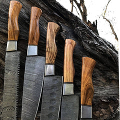 Damascus steel chef knife set 5 pieces