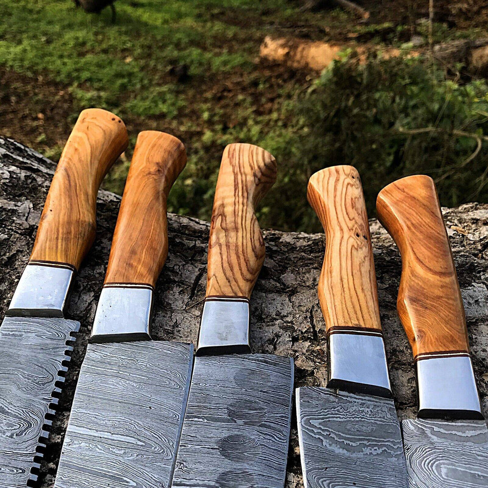 Damascus steel chef knife set 5 pieces