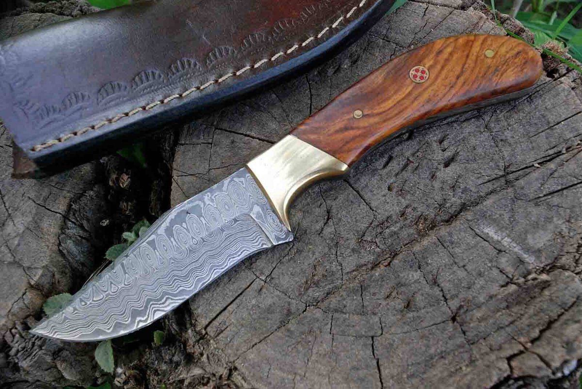 8 Inch Damascus Steel Fixed Blade Knife With Sheath