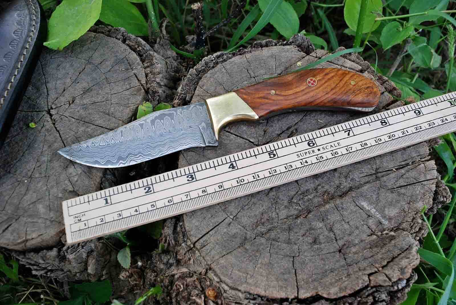 Damascus Steel Fixed Blade Knife With Sheath