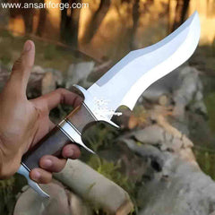 Handmade Sub Hilt Knife - D2 Steel, Full Tang, Rosewood Handle, Leather Sheath
