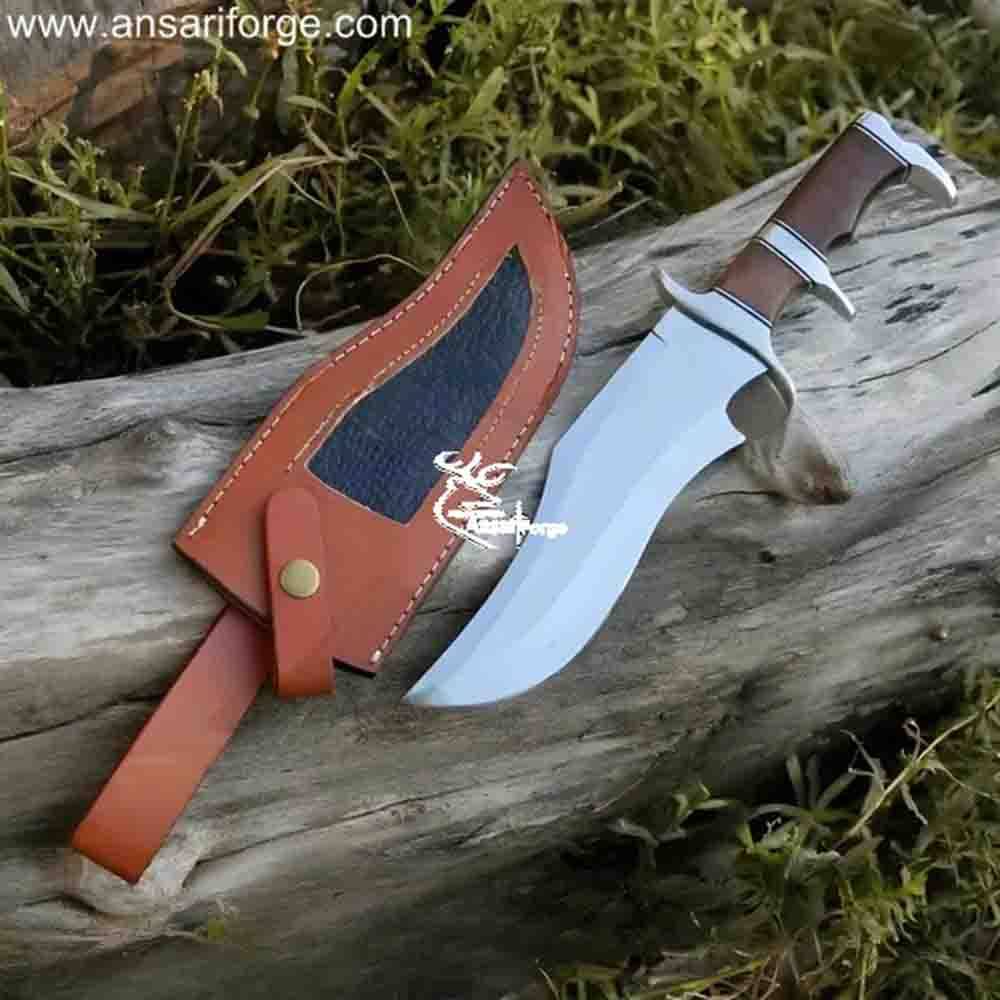 Handmade Sub Hilt Knife - D2 Steel, Full Tang, Rosewood Handle, Leather Sheath