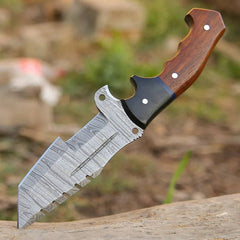 Custom handmade Damascus steel tracker knife