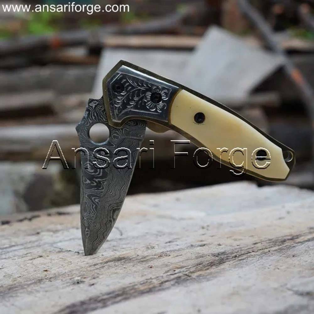 Custom Damascus Folding pocket knife
