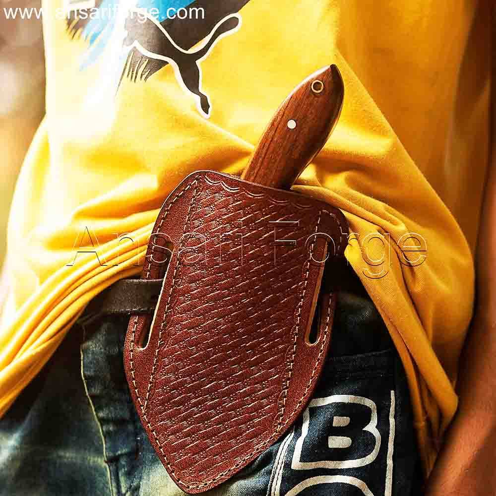 Handmade D2 Steel Bushcraft Knife in Leather Sheath