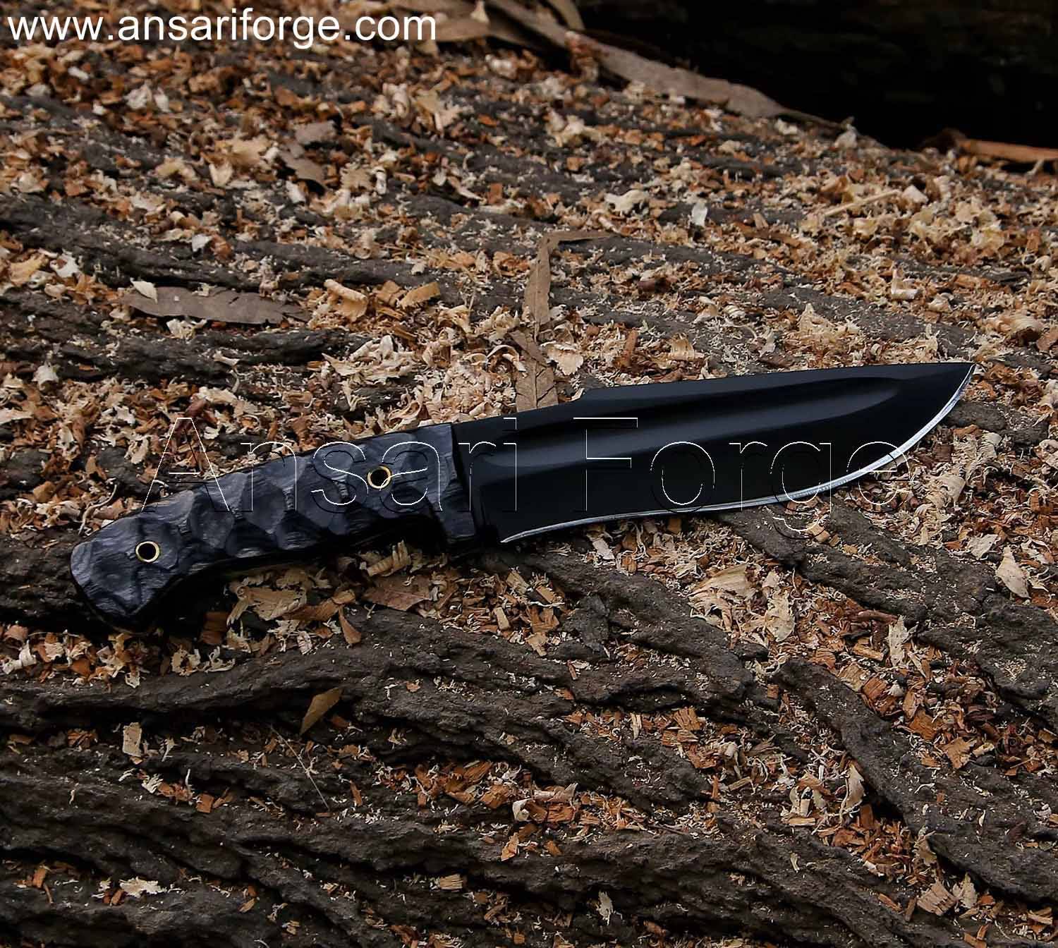 Black Cinder Hunting Knife With Sheath , 11 Inch Full Tang Survival Knife With Pakka wood Handle, Bushcraft Fixed Blade Knife for Men, Camping Knife Gifts for Men