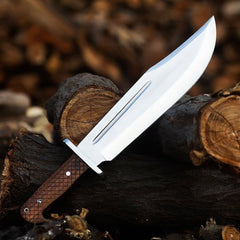 Custom Handmade D2 Steel Bowie Knife Rosewood Handle And Leather Sheath