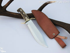 Custom handmade D2 steel Stag handle Bowie Knife