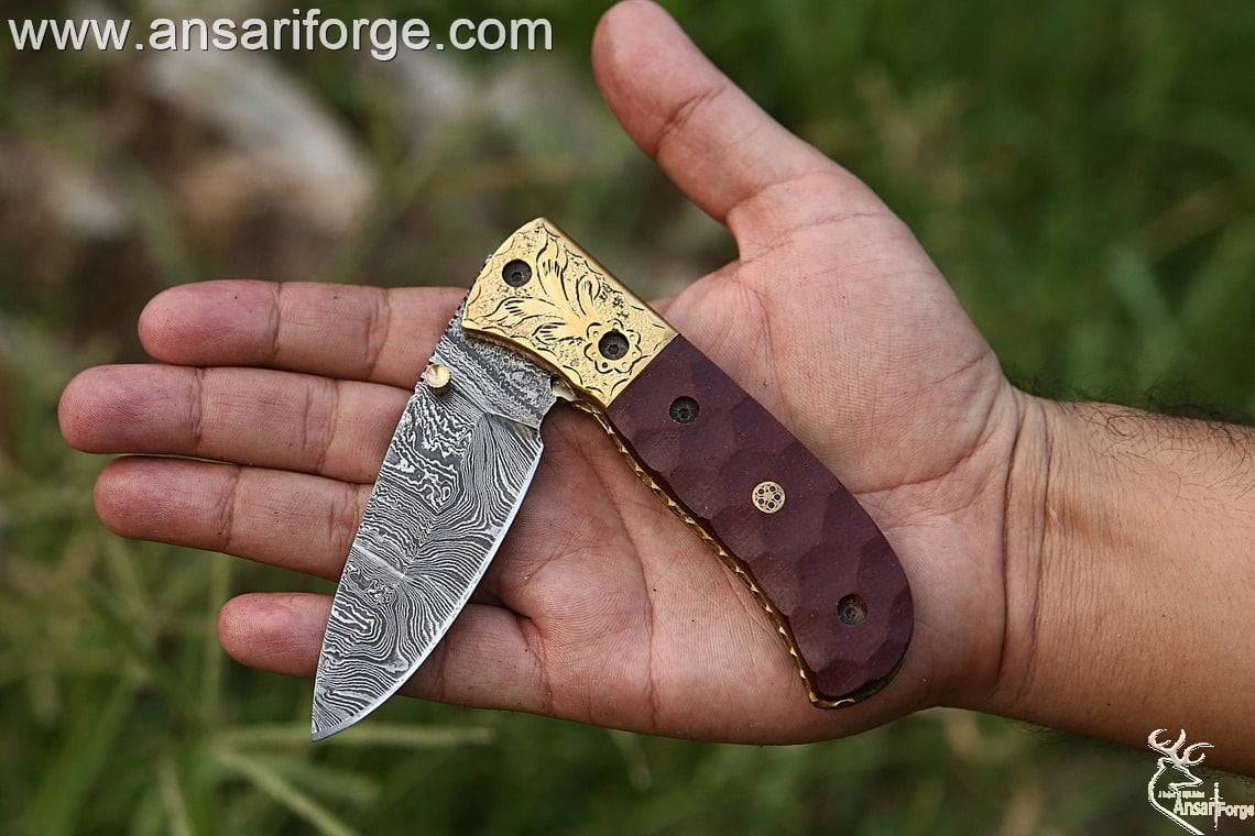Handmade Forged Damascus Steel Pocket Knife