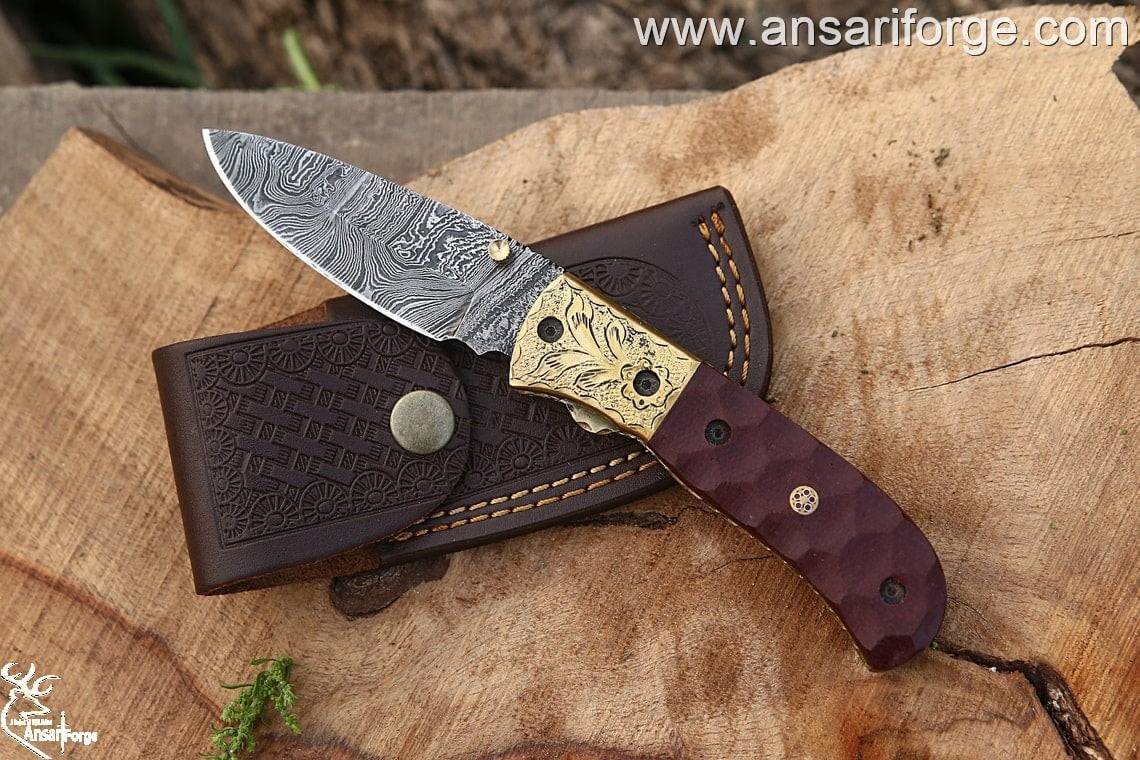 Handmade Forged Damascus Steel Pocket Knife