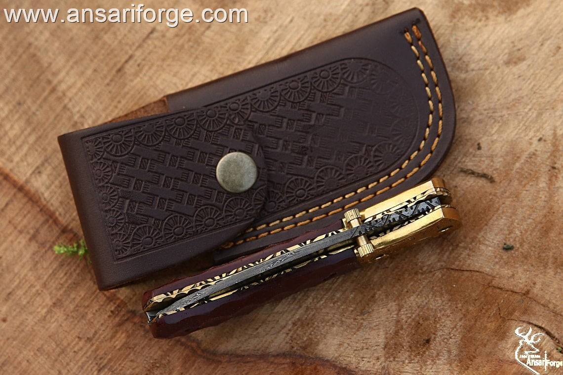 Handmade Forged Damascus Steel Pocket Knife