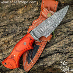 Handmade Fixed Blade Hunting knife with sheath Full tang Damascus Steel Survival , Camping knife