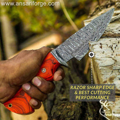 Handmade Fixed Blade Hunting knife with sheath Full tang Damascus Steel Survival , Camping knife
