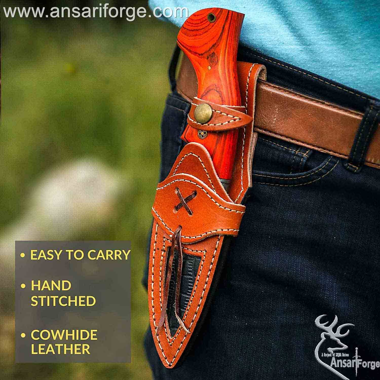 Handmade Fixed Blade Hunting knife with sheath Full tang Damascus Steel Survival , Camping knife