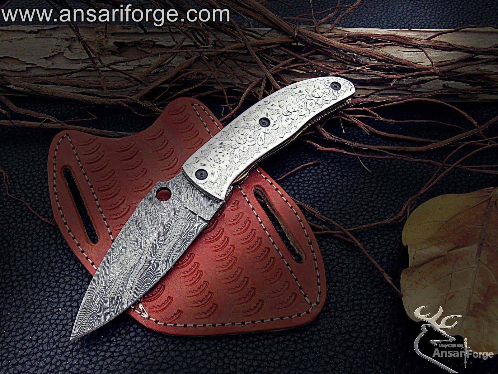 Handmade engraved pocket knife - Black Friday sale