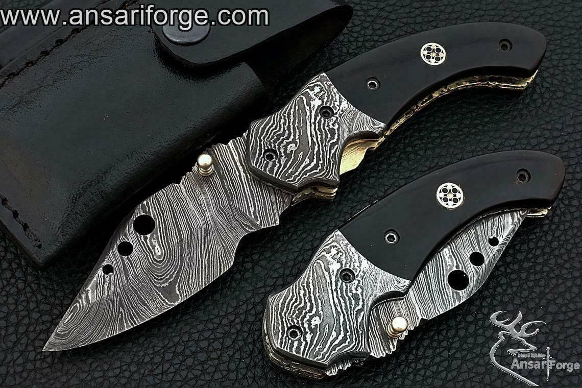 Damascus steel folding knife - New year sale