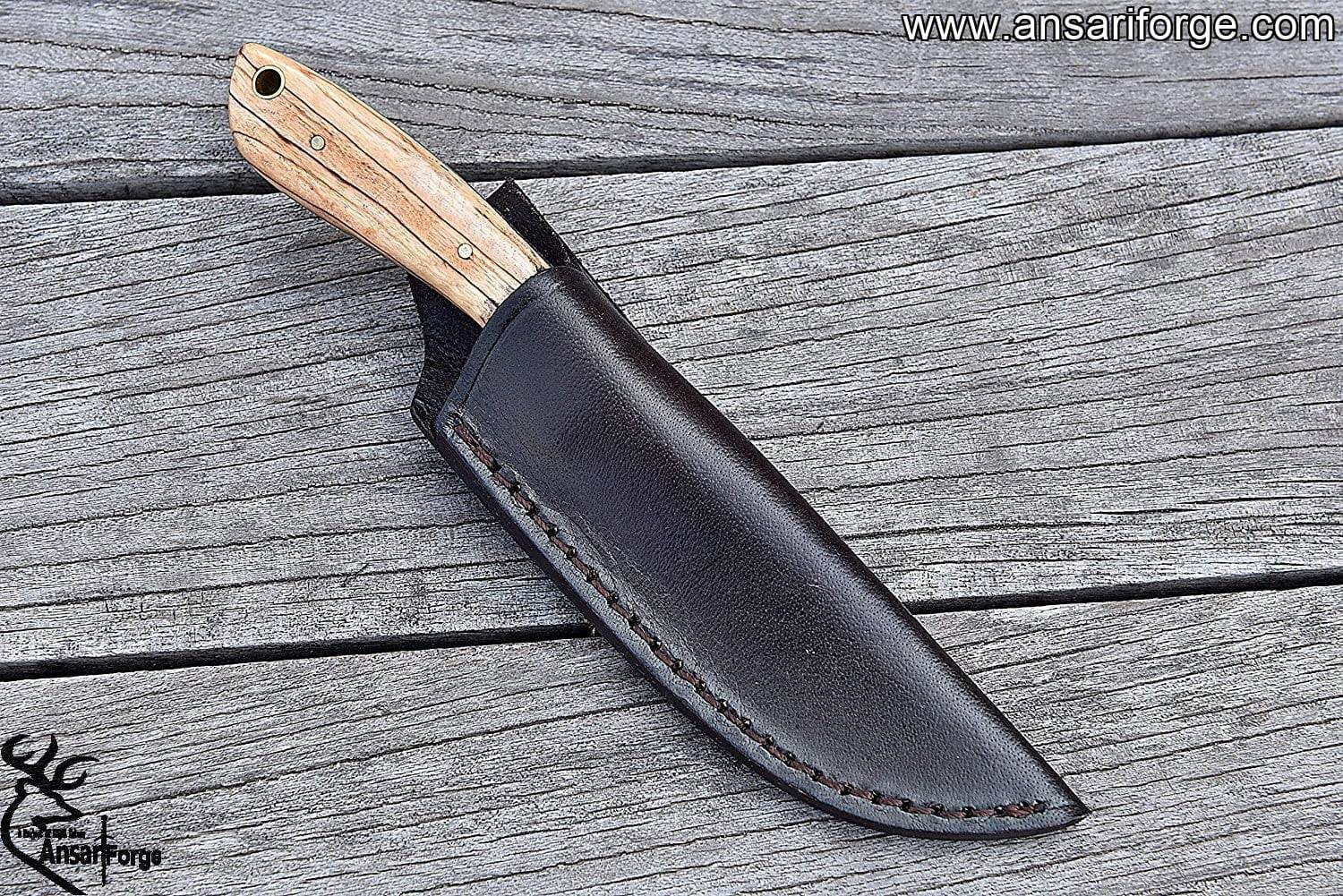 Damascus knife for hunting skinning handmade EDC survival knife with leather sheath 8.0 " inches