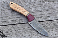 Damascus knife for hunting skinning handmade EDC survival knife with leather sheath 8.0 " inches