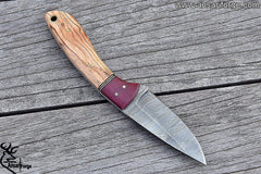 Damascus knife for hunting skinning handmade EDC survival knife with leather sheath 8.0 " inches