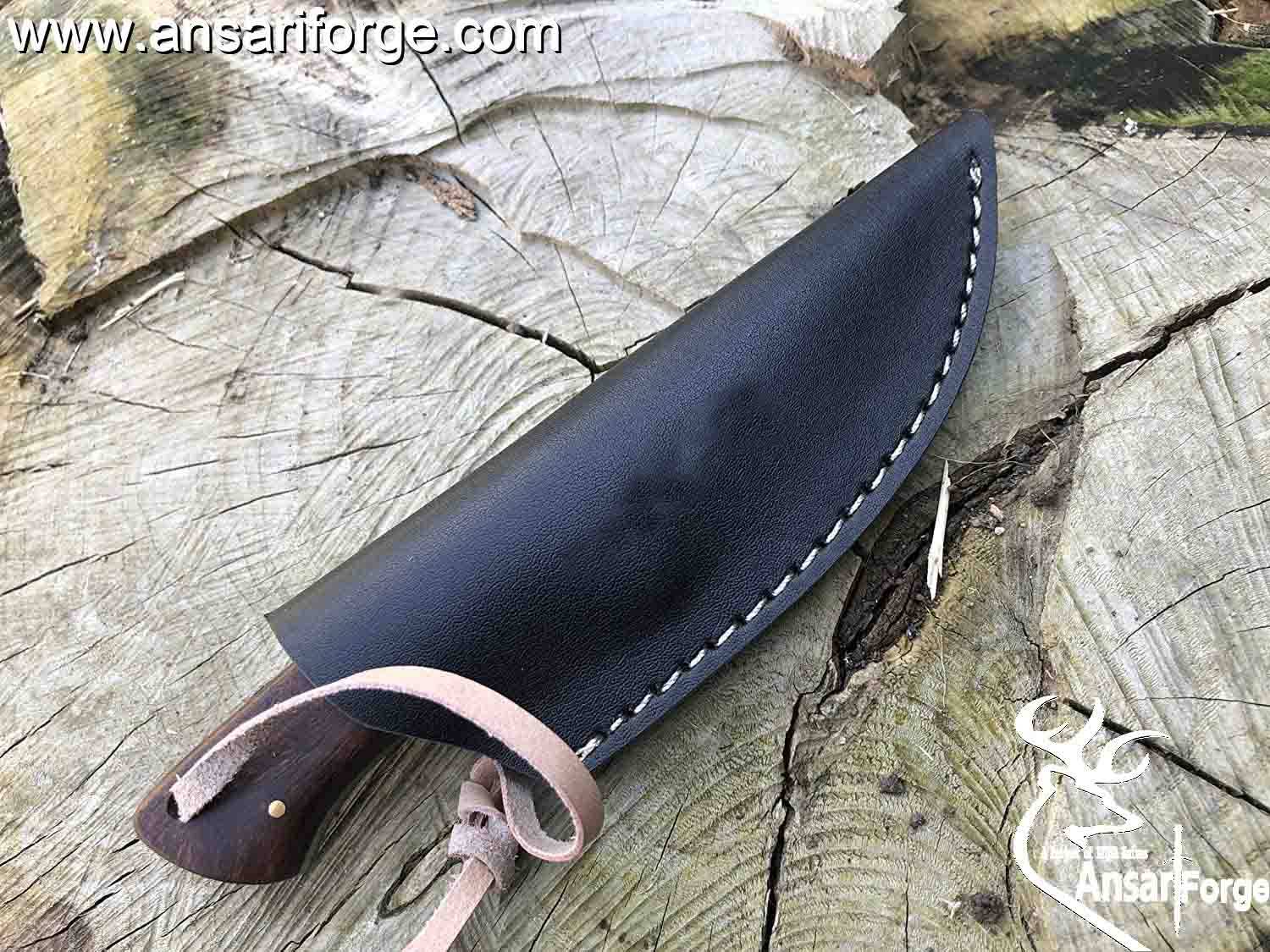 Best knife Damascus hunting skinning knife with leather sheath Best EDC 7.0 inches | Ansari Forge