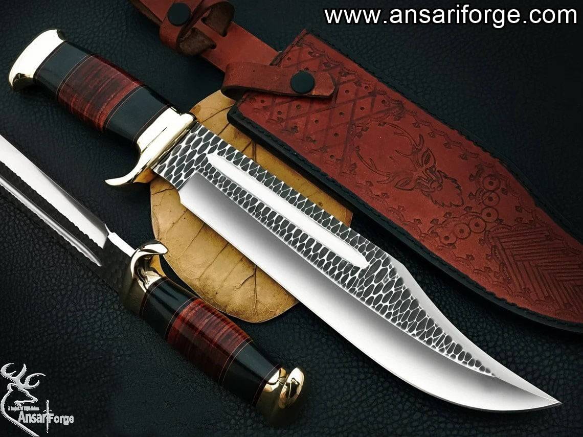 Custom Handmade Crocodile Dundee Bowie knife 17" new look, D2 tool steel, Bowie knife with leather cover, Valentine's Day Gift, Groomsmen Gift, Gift for men USA