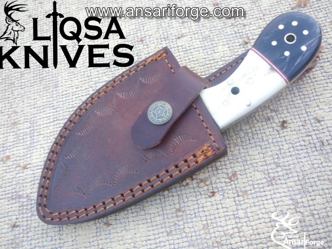 Handmade Damascus steel gut hook Skinning knife