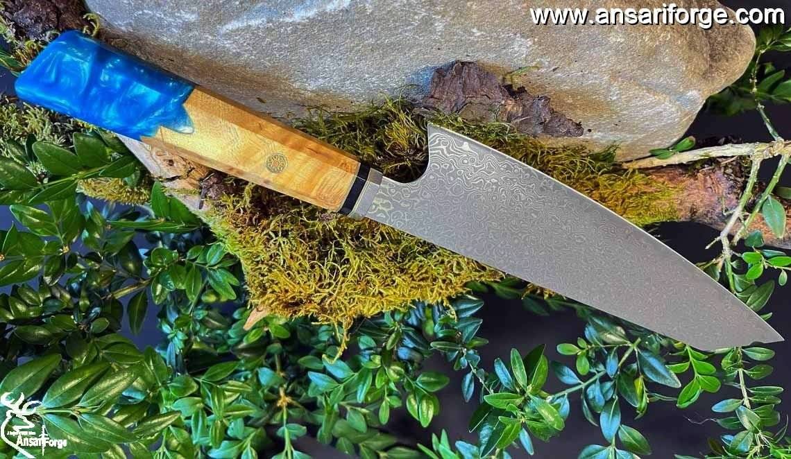Professional Damascus Chefs Knife, 366-layer Handmade 8" Damascus Chef Knife, Japanese super Steel kitchen knives with sheath