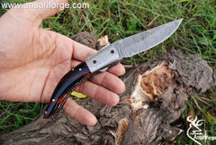 Handmade Damascus Steel Pocket Knife