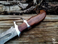 Custom handmade Damascus steel wood handle hunting knife