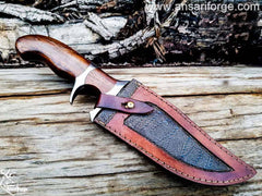 Custom handmade Damascus steel wood handle hunting knife