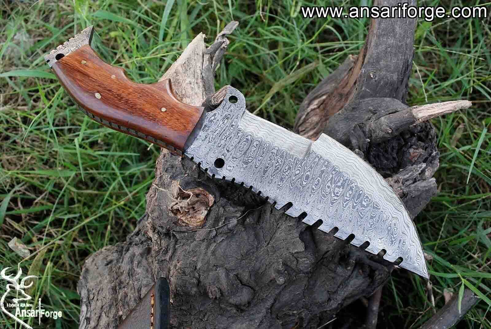 Custom Handmade Damascus Steel Tracker Knife - Stunning Handle Survival Hunting Knife With Sheath