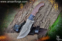 Custom Handmade Damascus Steel Tracker Hunting Knife.