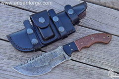 Hand forged Damascus Tracker knife with Ladder pattern blade.