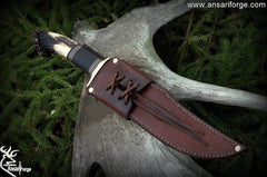 Custom Handmade 5160 Steel Hamon Blade Bowie Knife Stag Hon Handle Hunting Knife With Sheath