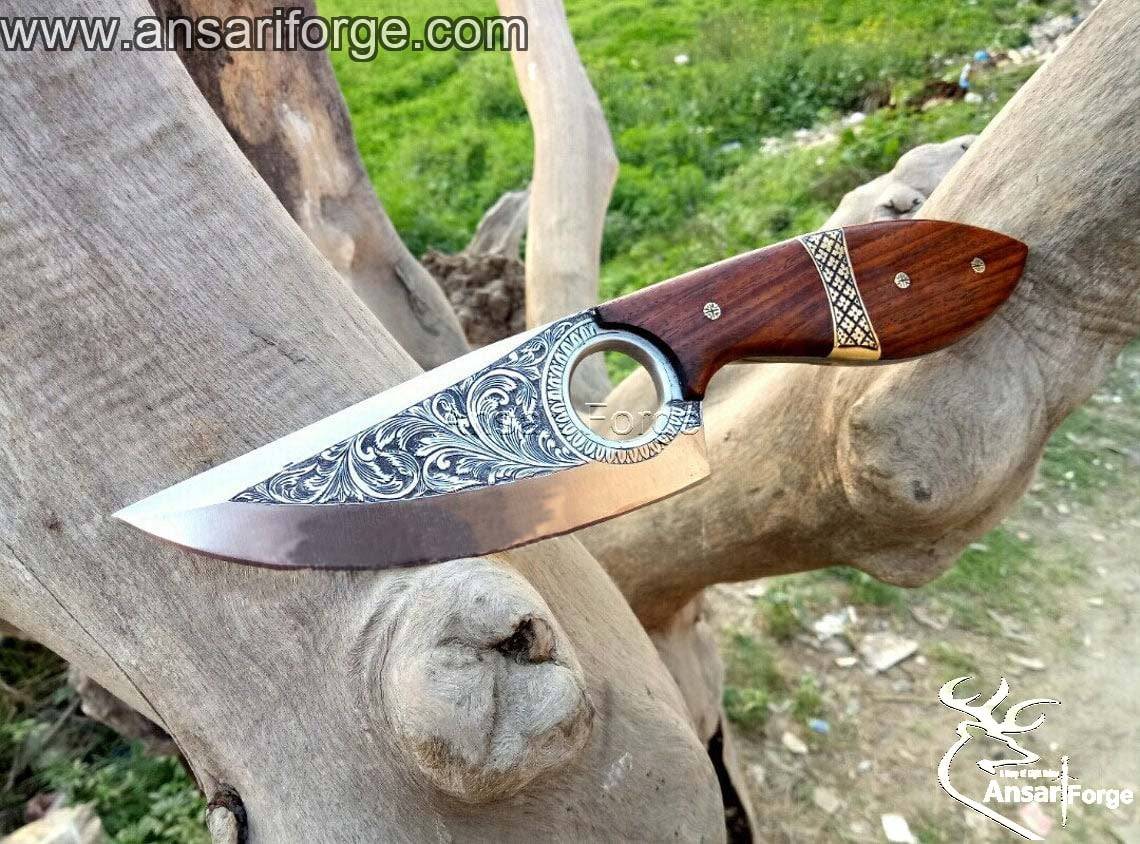 D2 tool steel engraved knife