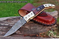 Damascus steel folding knife - Discount Offer