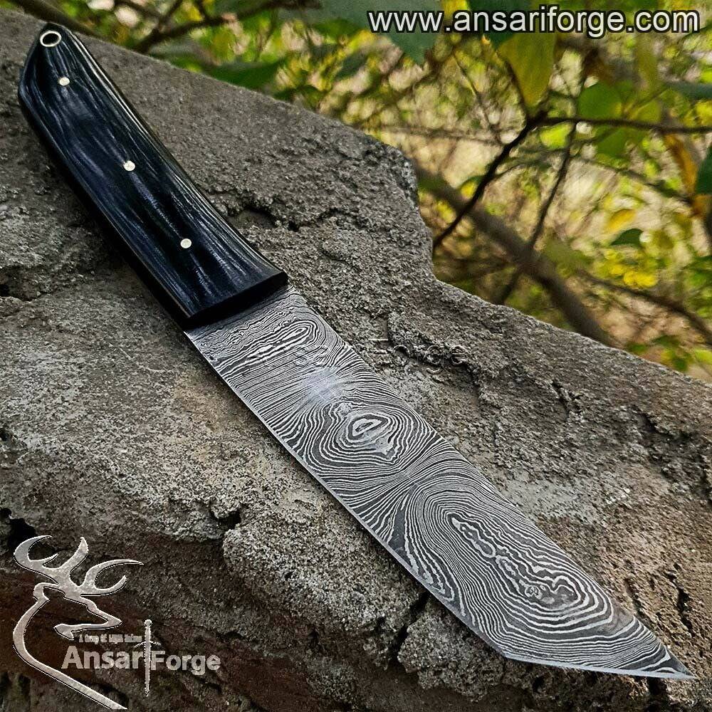 Custom Handmade Damascus Hunting Knife Japanese Tanto Knife