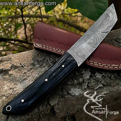 Custom Handmade Damascus Hunting Knife Japanese Tanto Knife