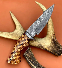 Damascus steel custom made Hunting knife Gift for him valentine day gift