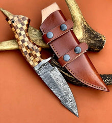Damascus steel custom made Hunting knife Gift for him valentine day gift