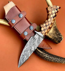 Damascus steel custom made Hunting knife Gift for him valentine day gift