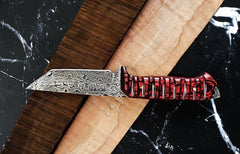 Damascus steel custom handmade Tanto hunting knife