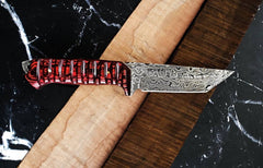 Damascus steel custom handmade Tanto hunting knife