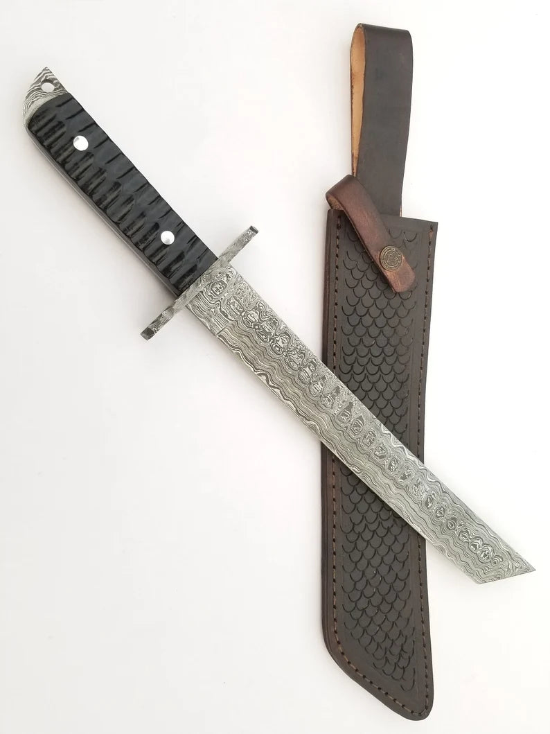 15" Unique Custom Handmade Tanto Damascus Steel
