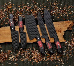 5Pcs Hand Forged Damascus Steel Chef Set, Damascus Knife Set, Damascus Chef's Knife Set, Damascus Kitchen Knife Set, Christmas Gifts