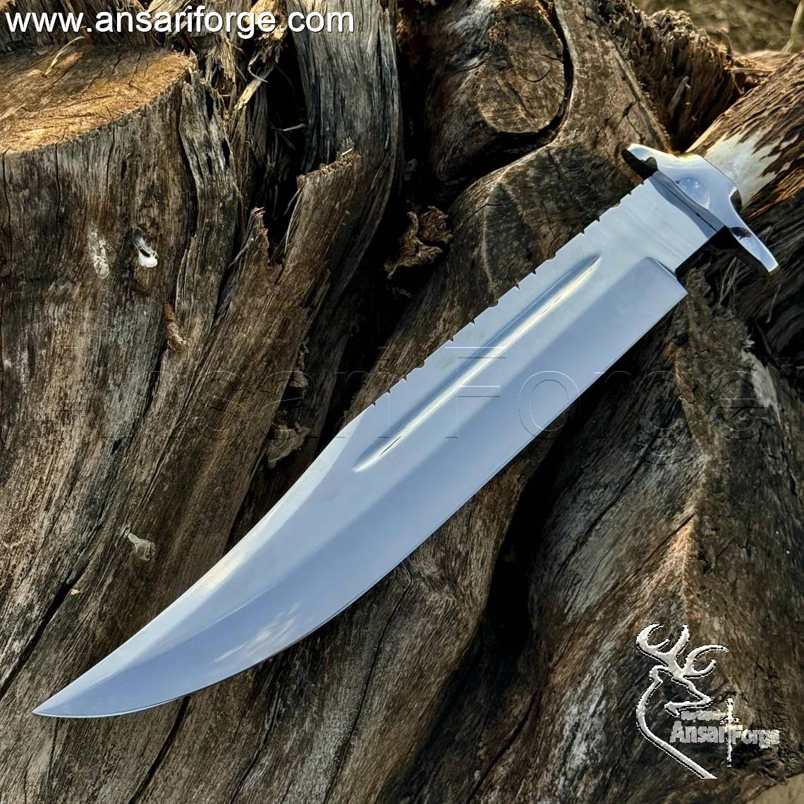 Bowie knife for sale with leather sheath.